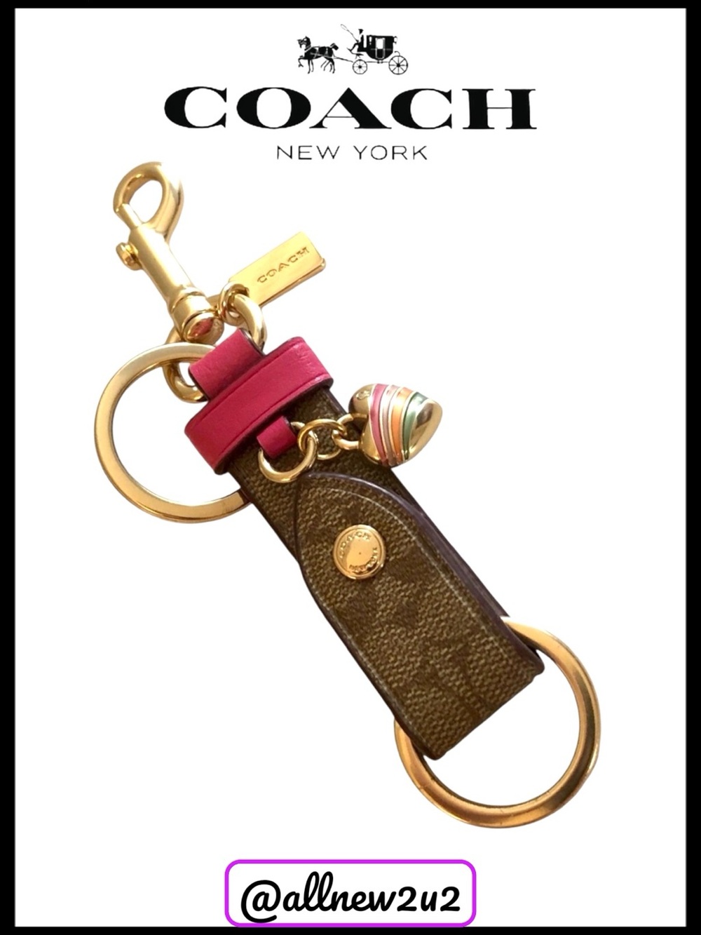 Coach Pride Monogram Leather Key Chain Rainbow